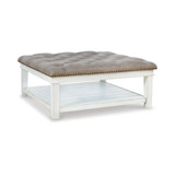 18.5" Wood Upholstered Ottoman Coffee Table