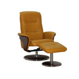 Milano Modern Bentwood Swivel Recliner with Ottoman Set