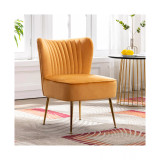 22" Wide Upholstered Tufted Velvet Accent Chair With Metal Leg
