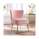 22" Wide Upholstered Tufted Velvet Accent Chair With Metal Leg