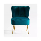 22" Wide Upholstered Tufted Velvet Accent Chair With Metal Leg