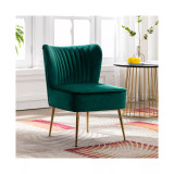 22" Wide Upholstered Tufted Velvet Accent Chair With Metal Leg