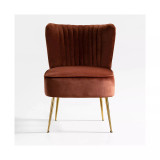 22" Wide Upholstered Tufted Velvet Accent Chair With Metal Leg