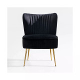22" Wide Upholstered Tufted Velvet Accent Chair With Metal Leg