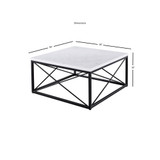 Skyler 36" Square Marble and Metal Cocktail Table