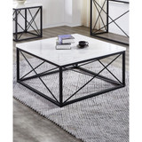 Skyler 36" Square Marble and Metal Cocktail Table