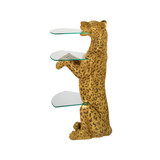 Royal Egyptian Cheetah Sculptural Glass-Shelved Pedestal Table
