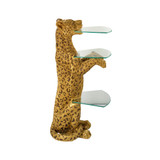 Royal Egyptian Cheetah Sculptural Glass-Shelved Pedestal Table