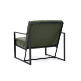 Leatherette Mid-Century Modern Button-tufted Accent Arm Chair with Metal Frame