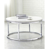 Echo 36" Round Marble and Chrome Cocktail Table
