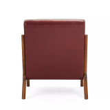 Mid Century Modern Leatherette Accent Armchair with Rubberwood Frame, 30"