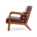 Mid Century Modern Leatherette Accent Armchair with Rubberwood Frame, 30"