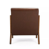 Mid Century Modern Leatherette Accent Armchair with Rubberwood Frame, 30"