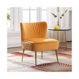25" Wide Upholstered Tufted Velvet Accent Chair With Metal Leg