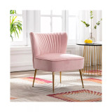 25" Wide Upholstered Tufted Velvet Accent Chair With Metal Leg