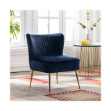 25" Wide Upholstered Tufted Velvet Accent Chair With Metal Leg