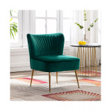 25" Wide Upholstered Tufted Velvet Accent Chair With Metal Leg