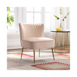 25" Wide Upholstered Tufted Velvet Accent Chair With Metal Leg