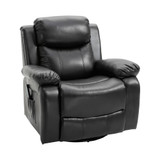 PU Leather Massage Recliner Chair, Swivel Rocker Sofa with Remote Control, Footrest, Padded Seat for Living Room, Bedroom, Black