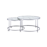 Rayne 36" Round Faux Marble Nesting Cocktail Tables