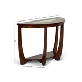 Rafael 45" Demilune Merlot Wood Sofa Table with Cracked Glass Insert