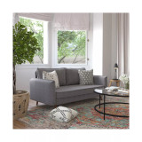 Carthage Upholstered Mid-Century Modern Pocket Spring Sofa With Wooden Legs And Removable Back Cushions
