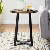 18" Metal Wrap Round Side Table - Dark Walnut