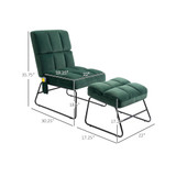 Accent Chair with Ottoman, Velvet Club Chair with Vibration Massage, Remote Control and Metal Legs for Living Room, Bedroom, and Home Office, Green