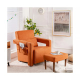 Modern Berber Fleece Single Sofa Chair Ottoman & Waist Pillow