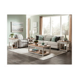 Savannah 45" W Coffee Table, Ivory with Natural Wood Top