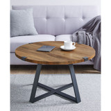 30" Metal Wrap Round Coffee Table - Rustic Oak/Black