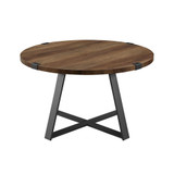 30" Metal Wrap Round Coffee Table - Rustic Oak/Black