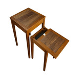 Lincoln Nesting End Tables with Concealed Compartment, Solid American Walnut Top