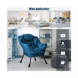 Modern Polyester Fabric Lazy Chair Single Sofa Chair w/Side Pocket