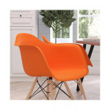 Alda Series Polypropylene Accent Chair With Gently Curved Arms And Metal Braced Wooden Legs