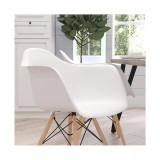 Alda Series Polypropylene Accent Chair With Gently Curved Arms And Metal Braced Wooden Legs