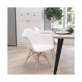 Alda Series Polypropylene Accent Chair With Gently Curved Arms And Metal Braced Wooden Legs