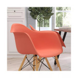 Alda Series Polypropylene Accent Chair With Gently Curved Arms And Metal Braced Wooden Legs