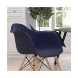 Alda Series Polypropylene Accent Chair With Gently Curved Arms And Metal Braced Wooden Legs