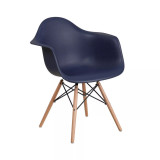 Alda Series Polypropylene Accent Chair With Gently Curved Arms And Metal Braced Wooden Legs