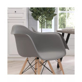 Alda Series Polypropylene Accent Chair With Gently Curved Arms And Metal Braced Wooden Legs