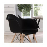 Alda Series Polypropylene Accent Chair With Gently Curved Arms And Metal Braced Wooden Legs