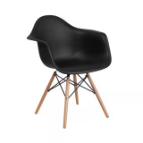 Alda Series Polypropylene Accent Chair With Gently Curved Arms And Metal Braced Wooden Legs