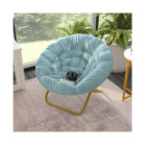 Ersa Oversize Folding Saucer Chair With Cozy Faux Fur Cushion And Metal Frame For Dorms, Bedrooms, Apartments And More