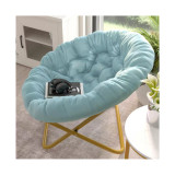 Ersa Oversize Folding Saucer Chair With Cozy Faux Fur Cushion And Metal Frame For Dorms, Bedrooms, Apartments And More