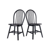 Windsor Solid wood 2 Piece Chair Set - Black