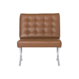 Home Atrium Modern Bonded Leather Accent Chair In Caramel Brown/Chrome