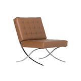Home Atrium Modern Bonded Leather Accent Chair In Caramel Brown/Chrome