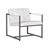 Camber Mid-Century Modern Small Living Room Accent Chair Blended Leather and Metal Frame