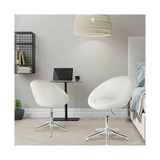 2 Piece Adjustable Velvet Accent Chair in White with Chrome Finish
